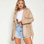 I Saw It First Brand Faux Biege Biker Style Leather Jacket