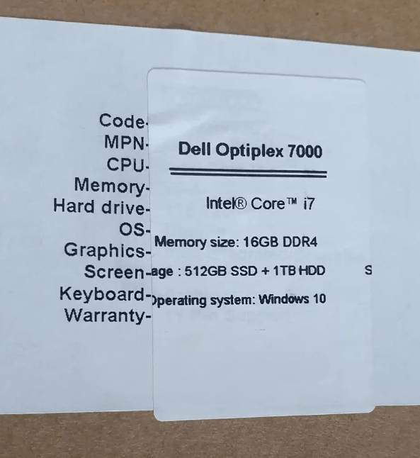New Dell OptiPlex 7010 16GB Intel Core I7 HDD+SSD 1.5T
